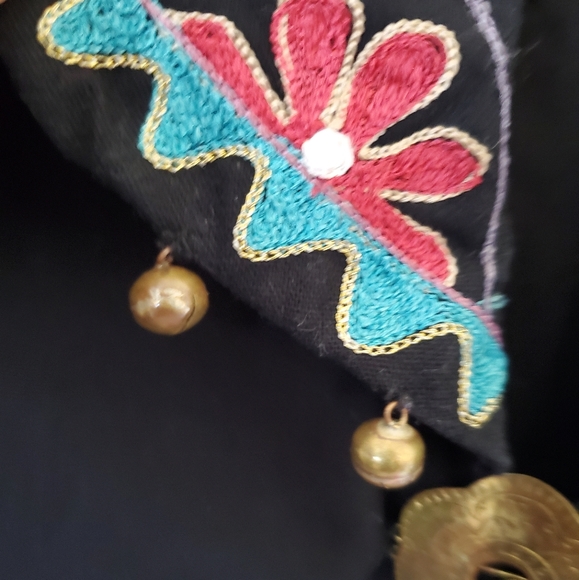 Embroidered Western Boho Black Crop Bolero Jacket Women's Size S/M - Picture 4 of 11